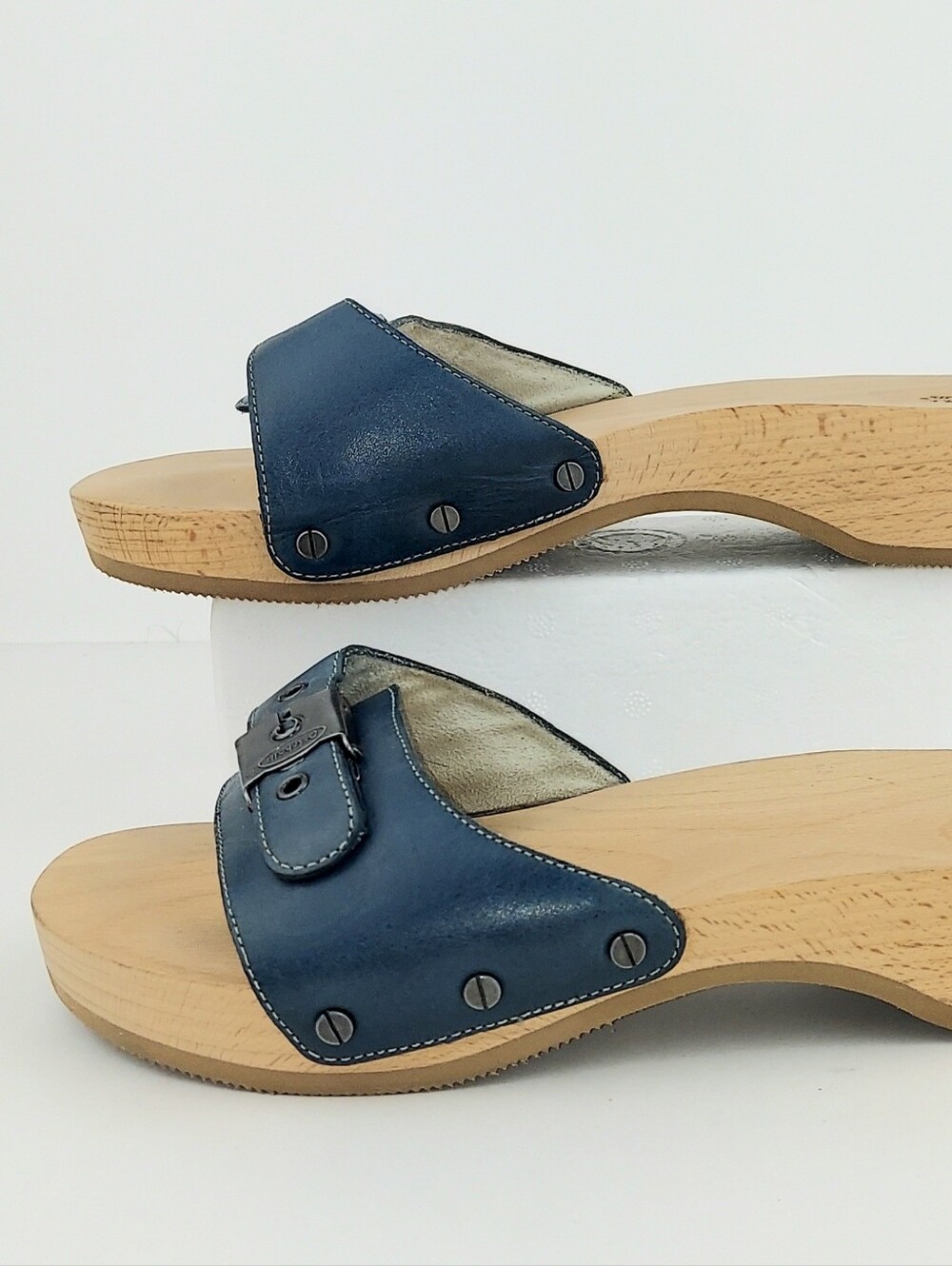 Dr. Scholl's Originals Blue Leather Clog Sandals 9 - Picture 11 of 12